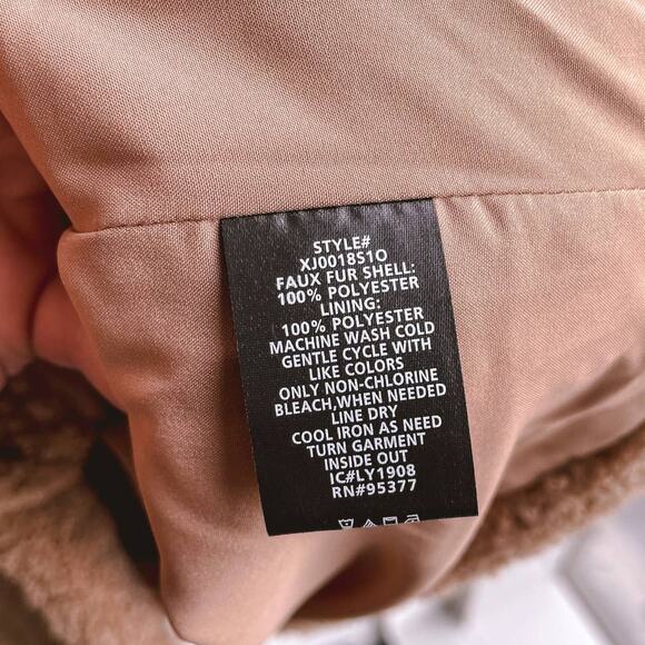 Sanctuary NWT Brown Teddy Fleece Coat Womens L Faux Fur Jacket Snap Front Soft - Picture 10 of 11